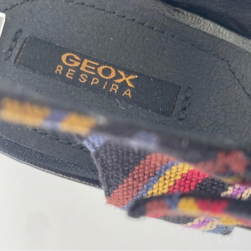 Geox Black and Pink Wedge Sandals with Artistic Design